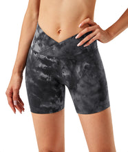 Load image into Gallery viewer, Women's High Waisted Biker Shorts Cross Waist Workout Yoga Gym Shorts