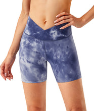 Load image into Gallery viewer, Women's High Waisted Biker Shorts Cross Waist Workout Yoga Gym Shorts
