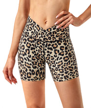 Load image into Gallery viewer, Women's High Waisted Biker Shorts Cross Waist Workout Yoga Gym Shorts