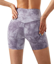 Load image into Gallery viewer, Women's High Waisted Biker Shorts Cross Waist Workout Yoga Gym Shorts