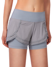 Load image into Gallery viewer, Womens Workout Running Shorts with Liner 2 in 1