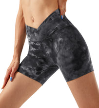 Load image into Gallery viewer, Women's High Waisted Biker Shorts Cross Waist Workout Yoga Gym Shorts