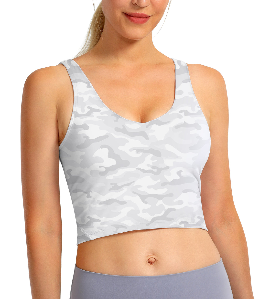 Women Sports Bra Longline Crop Tank Top Padded