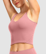 Load image into Gallery viewer, Women Sports Bra Longline Crop Tank Top Padded
